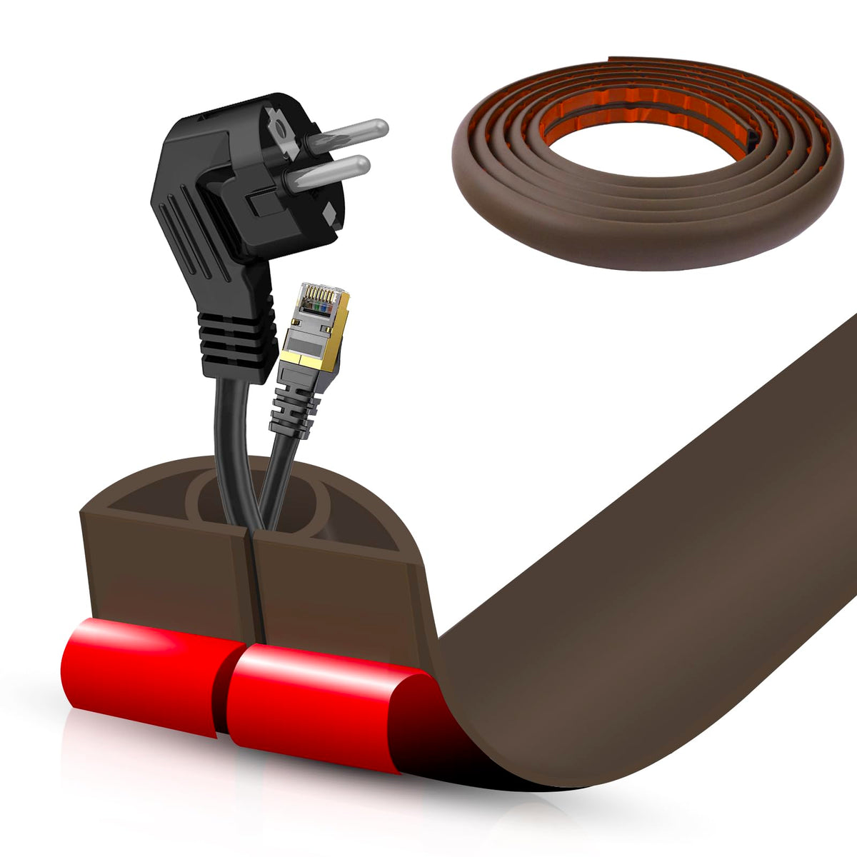 Floor Cord Cover Self Adhesive Cord Hider,10FT Cable Management, Extension Strip Protector for Wires, Prevent Cable Trips for Offices, Gyms, Exhibitions Cavity:0.39"(W) x 0.27"(H) Black