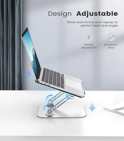 Laptop Stand Adjustable Computer Stand Sturdy Aluminum Laptop Stand for Desk Foldable Laptop Holder Portable Riser for 11–16-inch Laptop Notebook Tablet and More, Silver
