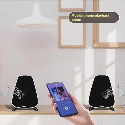 AS31 Active Bookshelf Speakers Bluetooth 5.3, 2-Way Stereo PC Desktop 80W RMS/3-inch Bass/Midrange/RCA and Fiber Optic Inputs, Wooden Compact High-Power Speakers - Matte Skin White