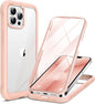 Miracase Glass Case for iPhone 13 Pro Max 6.7 inch, Upgrade Full-Body Clear Bumper Case with Built-in 9H Tempered Glass Screen Protector for iPhone 13 Pro Max, Pink