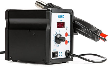 CREWORKS 858D Rework Station, 110V SMD Soldering Rework Station with Hot Air Heat Gun Set, LED Digital Temperature Display Screen Electric Desoldering Welding Iron Kit for Electronics Repairing