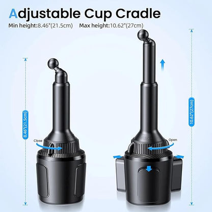 APPS2Car Car Cup Phone Holder Wireless Charger with QC 3.0 Adapter, 15 Watt Qi Fast Charging, Compatible with iPhone 11/12/13/14/15/16/Pro/Max/Plus and Universal All Models Phone Holder