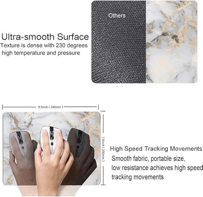 Mouse Pad, Gray Gold Marble Mouse Pad, Premium-Textured Marbling Mouse Mat Square Waterproof Non-Slip Rubber Base Computer Mousepad for Office Laptop Desk