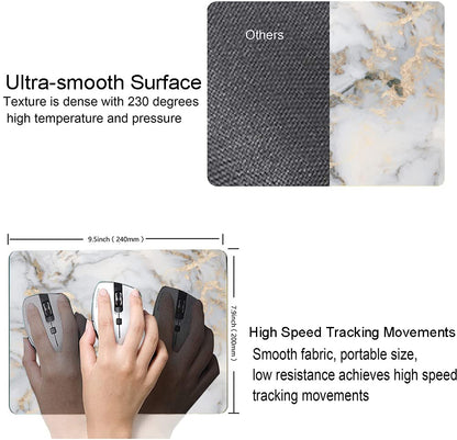 Armanza Mouse Pad, Gray Gold Marble Mouse Pad, Premium-Textured Marbling Mouse Mat Square Waterproof Non-Slip Rubber Base Computer Mousepad for Office Laptop Desk