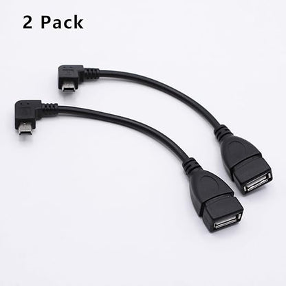 90 Degree Mini USB to USB A OTG Adapter Cable 5.5in Right Angle Mini USB 5-Pin Type B Male to USB Type A Female Adapter Cord for Digital Cameras,Black,14cm(2 Pack,Right)