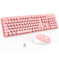 Wireless Keyboard Mouse Combo,104 Keys Cute Colorful Typewriter White