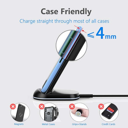 Yootech Wireless Charger,10W Max Wireless Charging Stand, Compatible with iPhone 17/17 Pro/17 Pro Max/Air/16e/16/16 Plus/16 Pro Max/15/14/13/SE 2022/12/11/X/8, Galaxy S25/S24/S23/S22(No AC Adapter)