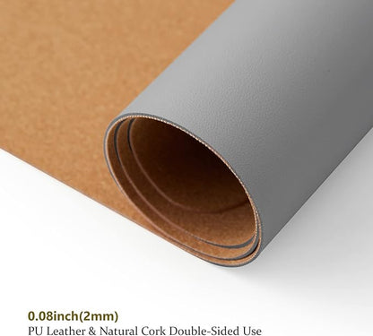 Large Cork Desk Mat - 47.2"x 17" Desk Pad for Office and Home - Ideal for Large Mouse Pad and Desk Mats on Top of Desks(Gray)