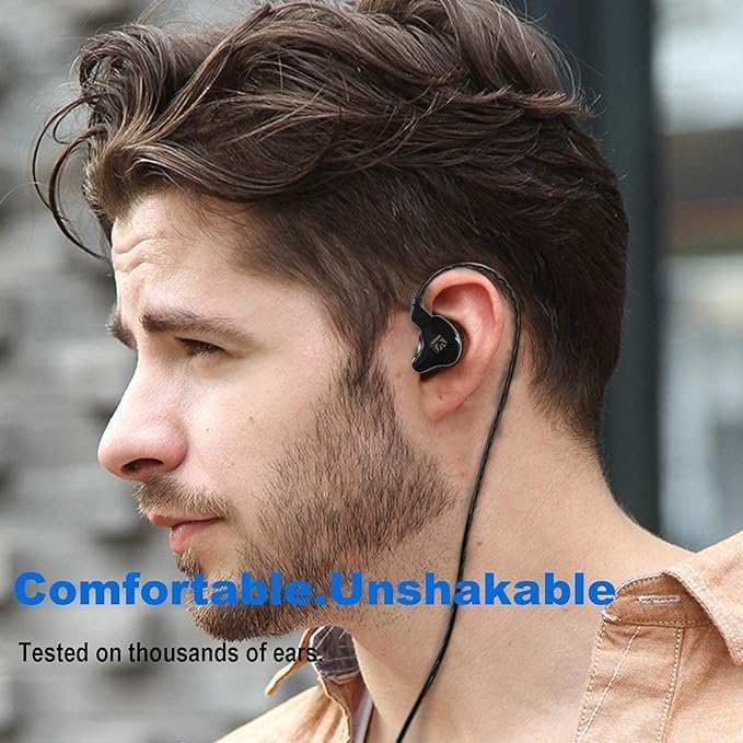 YINYOO KBEAR in Ear Monitor Headphones KS1 Wired Earphones Super Bass Earbuds, Crystal Clear Sound IEM Headphones, High Resolution Noise Canceling Ear Monitors Headphone for Singers Musician