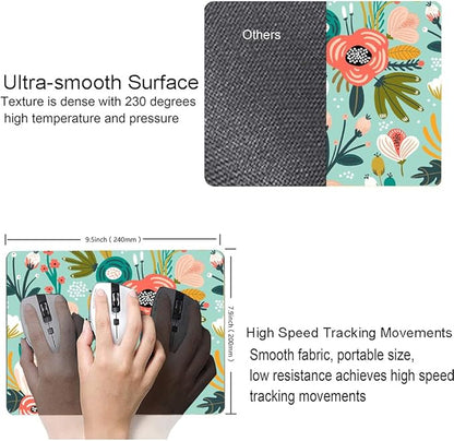 Mouse Pad, Cute Abstract Floral Mouse Pad for Women, Washable Square Cloth Mousepad for Office Laptop, Non-Slip Rubber Computer Mouse Pads for Wireless Mouse, Personalized Mouse Pads for Desk
