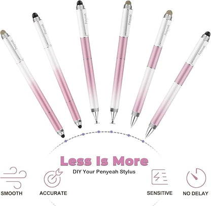 Penyeah Stylus Pens (4 in 1), Universal Phone/Tablet Stylus for iPhone/iPad/Pro/Mini/Android/Samsung/Fire and All Capacitive Touch Screens - Dream Pink