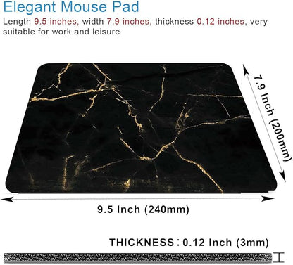 Marble Mouse Pad - Black & Gold, Modern Marbling, Custom Designs, Portable Non-Slip Rubber Base Wireless Laptop Pad
