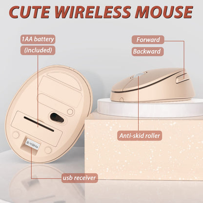 Wireless Keyboard and Mouse Cute Retro Typewriter for PC