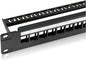 Tecmojo 24-Port Blank Keystone Patch Panel, 1U 19" Rackmount Housing with Cable Management Support Bar, Black