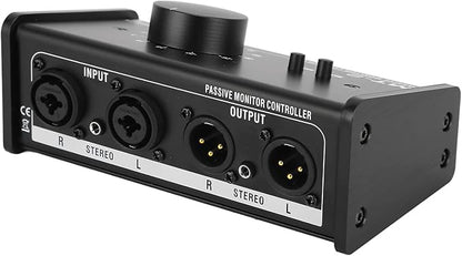 Big Knob Passive Monitor Controller, XLR and 3.5mm Interface Large Volume Knob Mute Control Passive Studio Monitor Controller Stereo Monitor Volume Controller