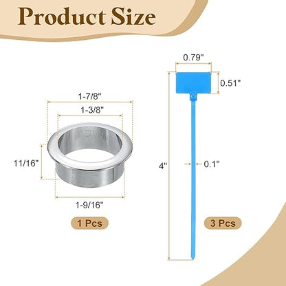 uxcell Desk Grommet, 1-9/16" (40mm) Zinc Alloy Cable Hole Cover Wire Cord Organizer with Marked Cable Ties for Home Office Desktop Wire, Silver Tone