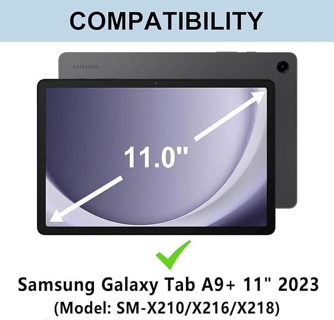 Keyboard Case for Samsung Galaxy Tab A9 Plus 5G 11 inch 2023 (SM-X210/X216/X218), 7 Color Backlit Detachable Keyboard Bluetooth, Smart Folio Cover with S Pen Holder for Galaxy Tab A9+ 11", Blue