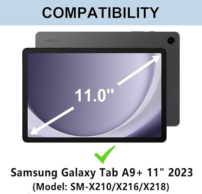 Keyboard Case for Samsung Galaxy Tab A9 Plus 5G 11 inch 2023 (SM-X210/X216/X218), 7 Color Backlit Detachable Keyboard Bluetooth, Smart Folio Cover with S Pen Holder for Galaxy Tab A9+ 11", Blue
