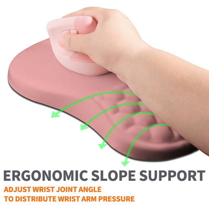 Armanza Ergonomic Joint Wrist Support Mouse Pad with Memory Foam Cushion Massage Bump, Carpal Tunnel Pain Relief Mousepad Slope Design for Wrist Rest, 11.8x7.9 in, Pink
