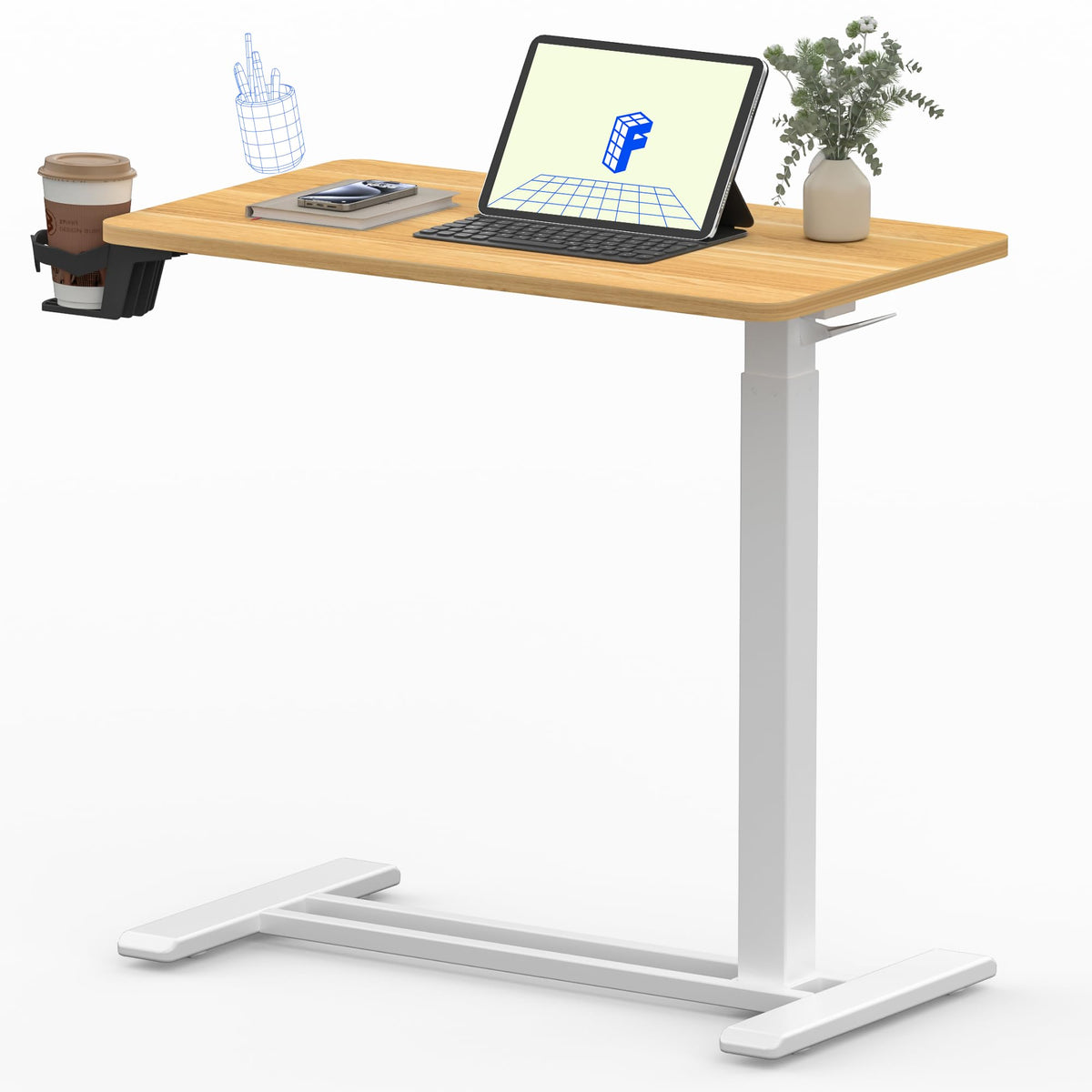FLEXISPOT 28" Mobile Standing Desk Pneumatic Lift Computer Workstations