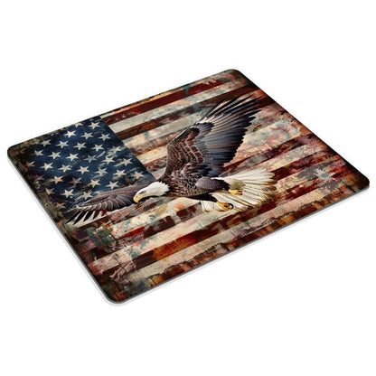 Square Mouse Pad Eagle with American Flag,Gaming Mouse Pads for Desk,Soft Computer Waterproof Non-Slip Mouse Mat