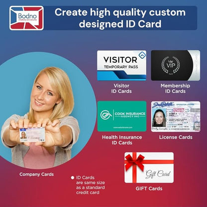 Bodno Seaory S25 Single Sided ID Card Printer & Complete Supplies Package ID Software and Camera - Bronze Edition