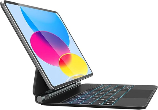 Otuoor iPad 11th (A16 2025) Case with Keyboard, Uninterrupted View, Snap Tight, Magic Keyboard for iPad 10th, Effortless Command, The Comfort Angle, 7 Color Backlight, Multi-Touch Trackpad, Black