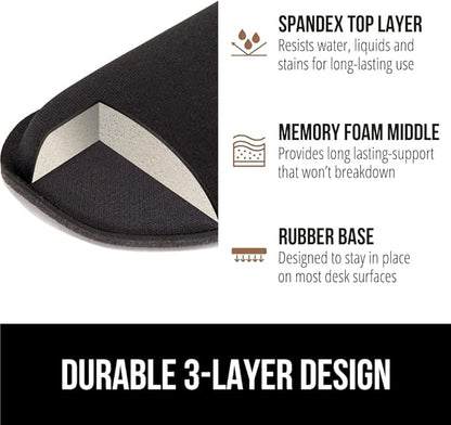 GORILLA GRIP Silky Memory Foam Wrist Rest for Computer Keyboard, Mouse, Ergonomic Design for Typing Pain Relief, Desk Pads Support Hand and Arm, Mousepad Rests, Stain Resistant, 2 Piece Pad, Black