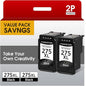 275XL Black Remanufactured Ink Cartridge Replacement for Canon 275 PG275 PG-275 XL PG-275XL PGI275 XL Black BK 2-Pack Replacement for Canon PIXMA TS3500 TS3522 TR4720 TR4700 TR4722 TS3720 Printer