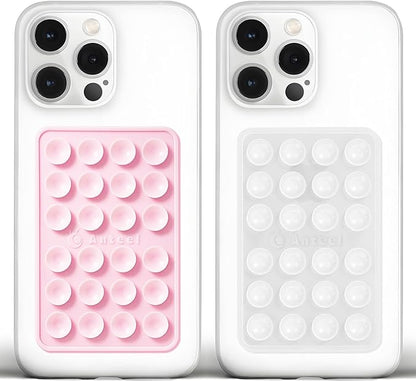 Anteel Medium-Sized Silicone Suction Phone Case Adhesive Mount, Enhanced Suction Power and Upgraded Thickened Sticky Phone Grip, Durable, Hands-Free Sticky Phone Holder, 2.28"x3.46" (LPK&TP)