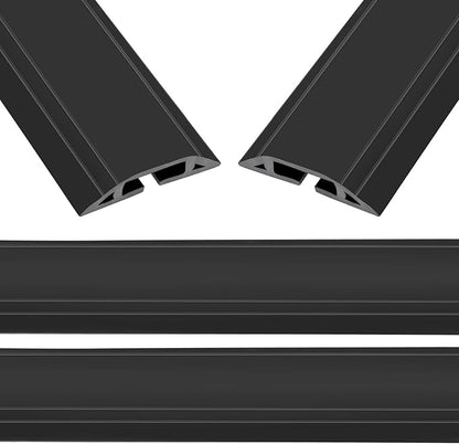 Eapele 10 ft Floor Cord Cover Heavy Duty Cable Protector, Easy to Unroll, Prevent Trip Hazard for Home Office or Outdoor Settings (Black - 2pcs)