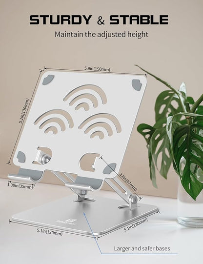 Tablet Stand, Adjustable Tablet Holder for Desk, Premium Aluminum Portable Holder for iPads, Kindle, Switch, and Smartphones, Fits 4-12" Devices Silver, Pro Size