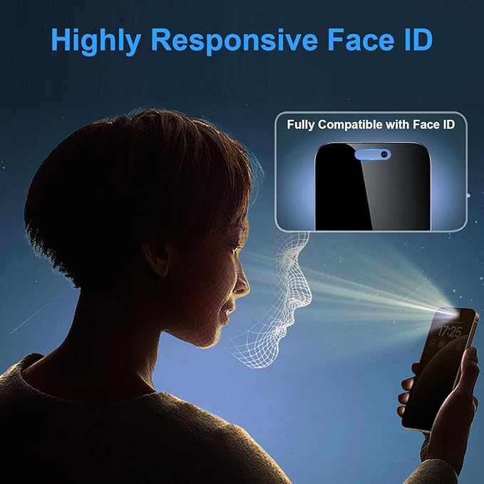 OneFish Screen Protector for iPhone 16 Pro Max Privacy, 4-Way 360° Anti-Spy Tempered Glass, 9H Hardness, HD Clear Anti-Fingerprint 3D Curved Edges, Case-Friendly & Easy Installation