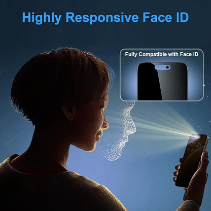 OneFish Screen Protector for iPhone 14 Pro Max Privacy, 4-Way 360° Anti-Spy Tempered Glass, 9H Hardness, HD Clear Anti-Fingerprint 3D Curved Edges, Case-Friendly & Easy Installation [2 Pack]