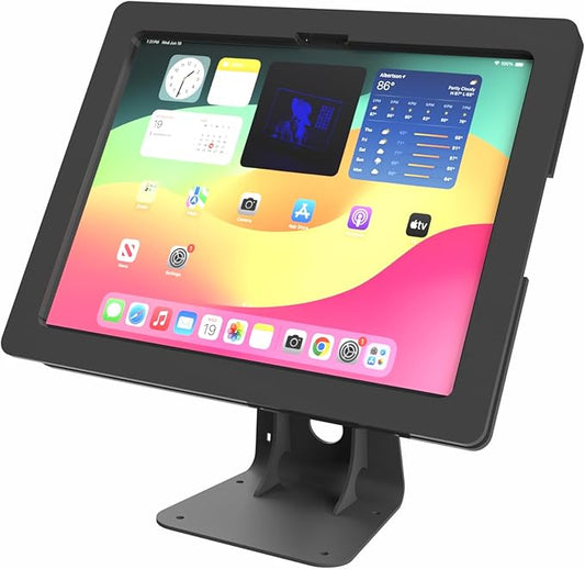 TABcare Anti-Theft Acrylic Case with 360 Rotate 180 Swivel Metal Desktop Stand & 90-Degree Charge Cable for Apple iPad 10 10.9 (Black)