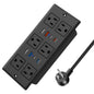 Recessed Power Strip with PD 30W Fast Charging, Conference Desk Flush Mount Outlets Plug in 6 Outlets & 8 USB Ports,3FT Cord Furniture Drawer Outlet Black