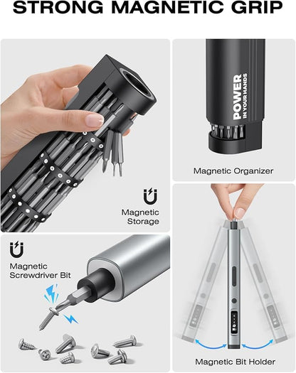 90-in-1 Mini Electric Screwdriver, SMOOTHARMOR Precision Screwdriver Set Cordless with 78 S2 Bits, 0.15-0.55 N.m Torque, Magnetic Storage, 500mAh, LED Light, Power Repair Tool Kit for Phone Laptop PS5