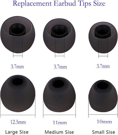Earbud Tips Replacement Earbud Tips Ear Bud Replacement Pieces Silicone Soft and Comfortable Fit for Inner Hole from 3.8mm - 5.1mm Earphones 9 Pairs S/M/L Gray-Black
