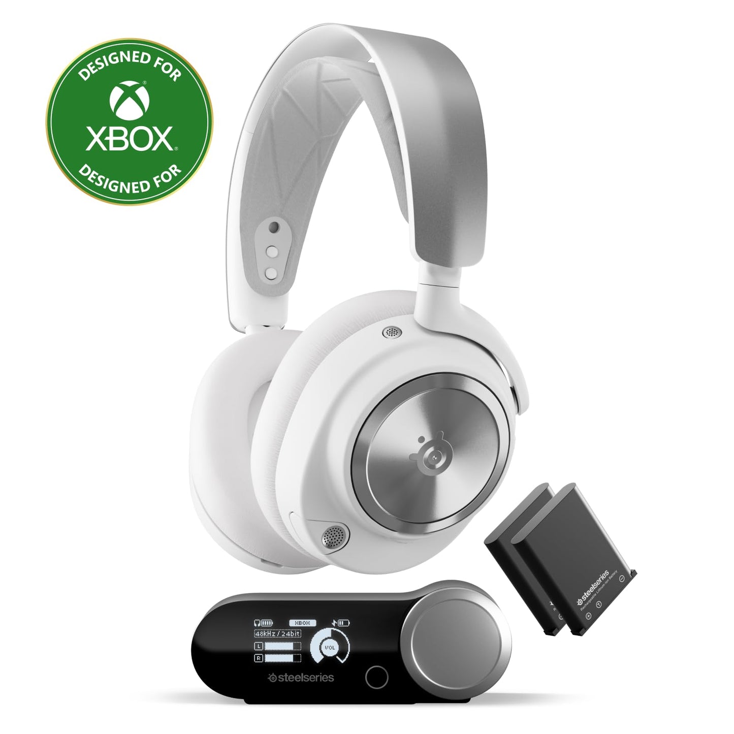 SteelSeries Arctis Nova Pro Wireless Xbox Multi-System Gaming Headset - Neodymium Magnetic Drivers - Active Noise Cancellation - Infinity Power System - Xbox, PC, PS5, PS4, Switch, Mobile - White