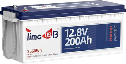 12V 200Ah LiFePO4 Battery, 2560Wh Lithium Deep Cycle Marine/RV Battery with Built-in 100A BMS, Ideal for Trolling Motor, RV, Solar Panel Systems, and Off-Grid Power Solutions (1 pcs, 12V 200Ah)