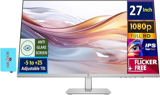 HP Series 5 27" 100Hz Monitor 527sa with Speakers 27" 100Hz IPS FHD 99% sRGB 300 Nits Display, Adjustment Tilt, Flicker-Free, Anti-Glare, w/DKZ USB Hub
