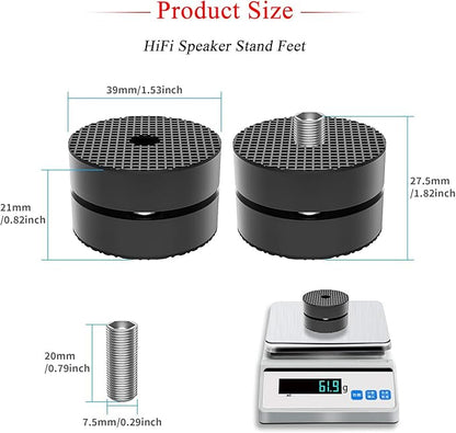 Audiocrast 4X HiFi Speaker Spikes 40×23mm Speaker Stand Feet Pads HiFi Shock Absorber Feet Aluminum Isolation Feet for Audio Speaker Subwoofer CD DVD Amplifier Turntable DAC
