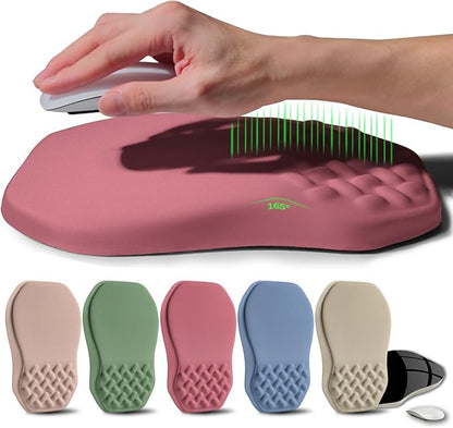 Ergonomic Raised Mouse Pad Wrist Support with Bilateral Slope Memory Foam Mousepad for Wrist Rest and Carpal Tunnel Pain Relief 11.8x7.9〃 Melon Pink