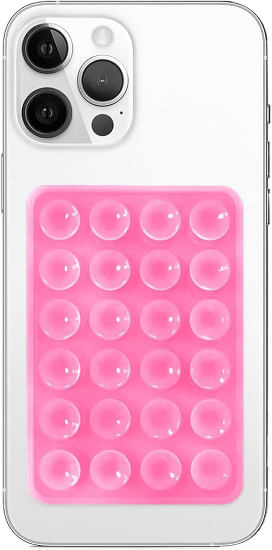 Anteel Silicone Suction Phone Case Mount, Non Slip Sticky Phone Grip for Cellphone, Silicon Adhesive Suction Cup Phone Mount, Strong Grip Holder for Selfies and Videos (Pink)
