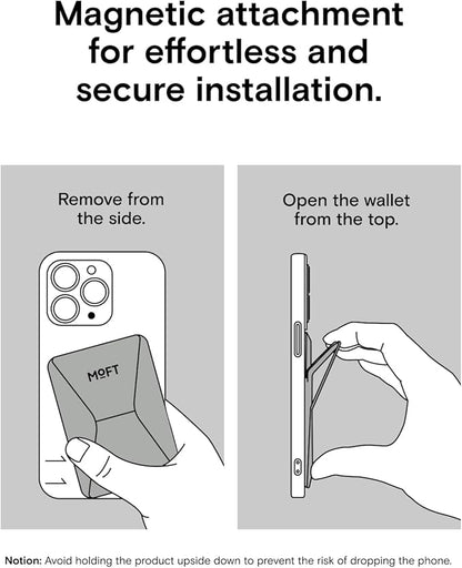MOFT Magnetic Wallet Stand Compatible with iPhone 16/15/14/13/12 Series, Angle Adjustment & Magsafe Compatible MOVAS Phone Stand, Cement