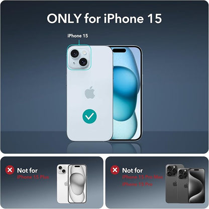 ESR 3+1 Pack for iPhone 15 Screen Protector, [9H Hardness] [Military Grade Shatterproof] Full Coverage Ultra-tough Tempered Glass Film with Easy Installation Frame, 1 Set of Camera Lens Protector