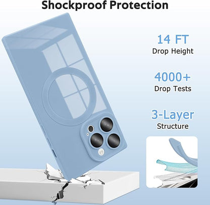 Designed for iPhone 15 Pro Case Compatible with Magsafe Cover Camera Lens Protector Military Grade Protection Shockproof Soft TPU Slim Magnetic Phone Case for iPhone 15 Pro Blue