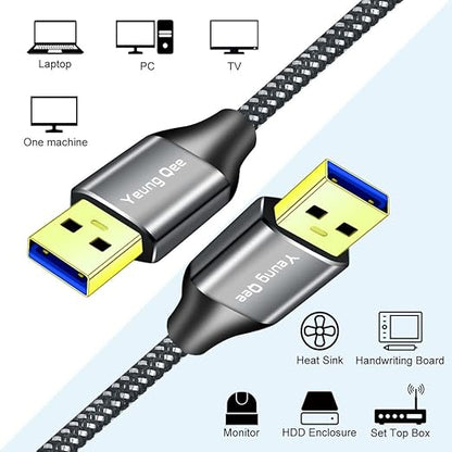 USB 3.0 A to A Male Cable 1.5 ft,Super Speed Type A Male to Male Cable USB 3.0 Double End USB Cord for Hard Disk, Cameras,Laptop Cooler, DVD Player and More (1.5FT/0.5M)