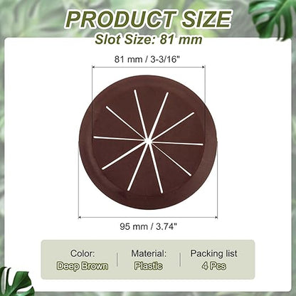 PATIKIL Desk Grommet 3-3/16", 4 Pcs Round Cable Grommet Cord Hole Cover with Adhesive Tape Flexible Table Wire Organizer for Office Home Table Countertop, Deep Brown