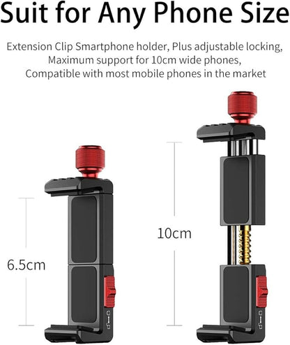Cell Phone Tripod Mount, ULANZI ST-14 Smartphone Tripod Mount Adapter Aluminum with Cold Shoe, 360° Cell Phone Stand Holder Clamp for iPhone16 15 14 13 12 11 Max Pro iPhone X XR Xs 6 7 Plus